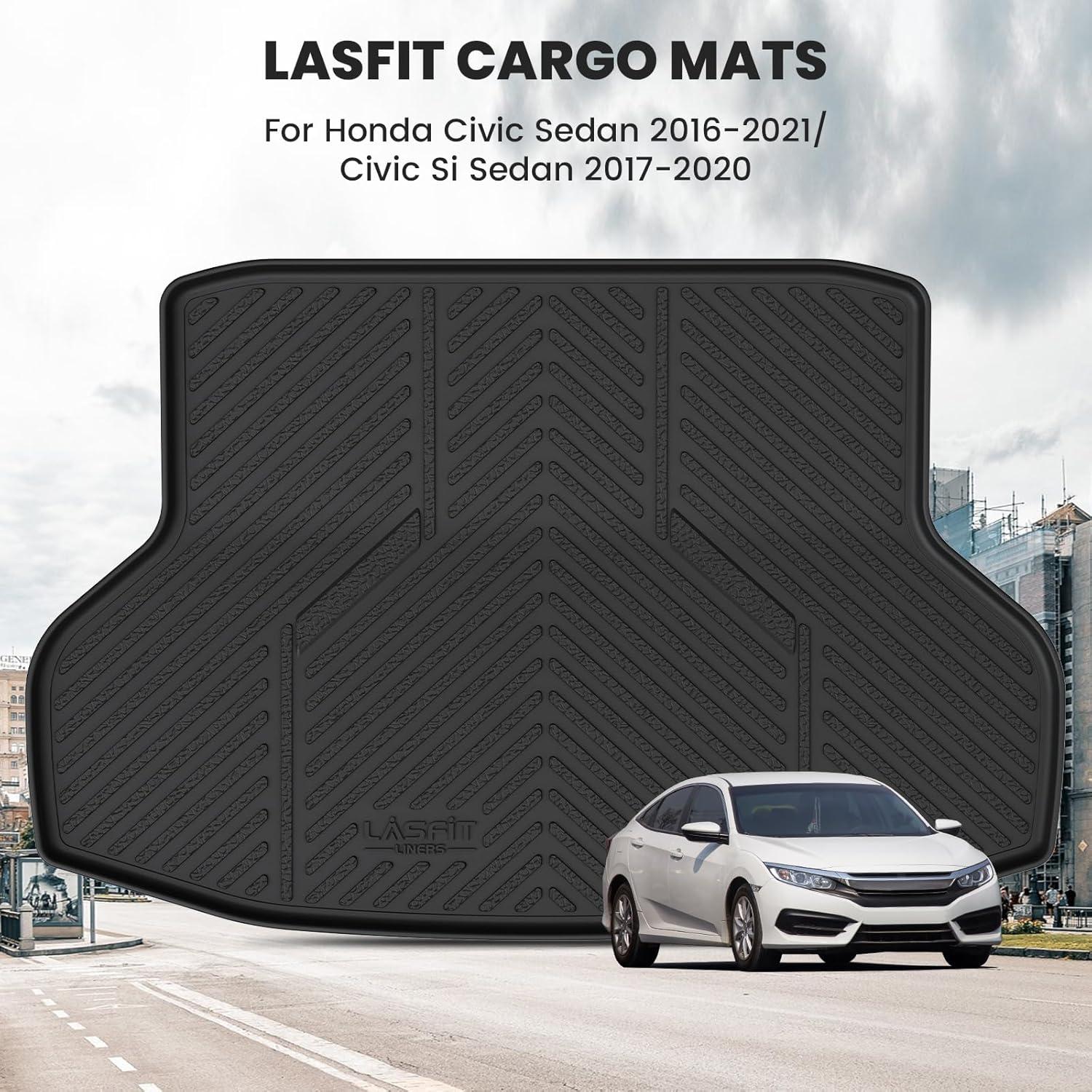 imageLASFIT Floor Mats ampamp Cargo Mat for Honda HRV 20162022 AWD Model All Weather TPE Custom Fit HRV Floor Liner Accessories 1st ampamp 2nd Row ampamp Trunk Mat Full Set Black Not for FWD1For Honda Civic  20162021  Trunk Mat