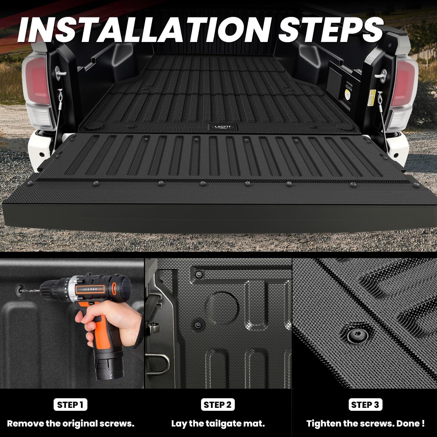 imageLASFIT Truck Bed Mat 20072018 Only Fit 58 FT Bed Not Fit 65FT81FT Bed for Chevrolet SilveradoGMC Sierra 1500 All Weather TPE Custom Fit Bed Liner 2007 New Body Only 1PC Black4 For Toyota Tacoma  20052023  Tailgate Mat