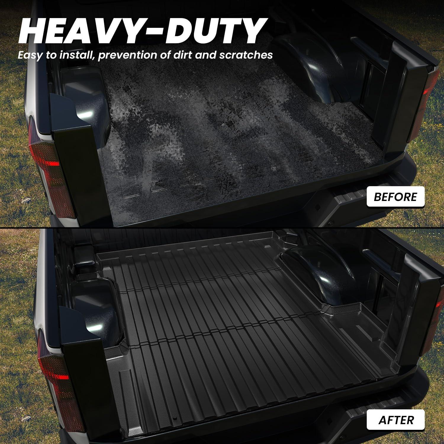 imageLASFIT Truck Bed Mat 20072018 Only Fit 58 FT Bed Not Fit 65FT81FT Bed for Chevrolet SilveradoGMC Sierra 1500 All Weather TPE Custom Fit Bed Liner 2007 New Body Only 1PC Black2 For SilveradoSierra 1500  20192026  66FT