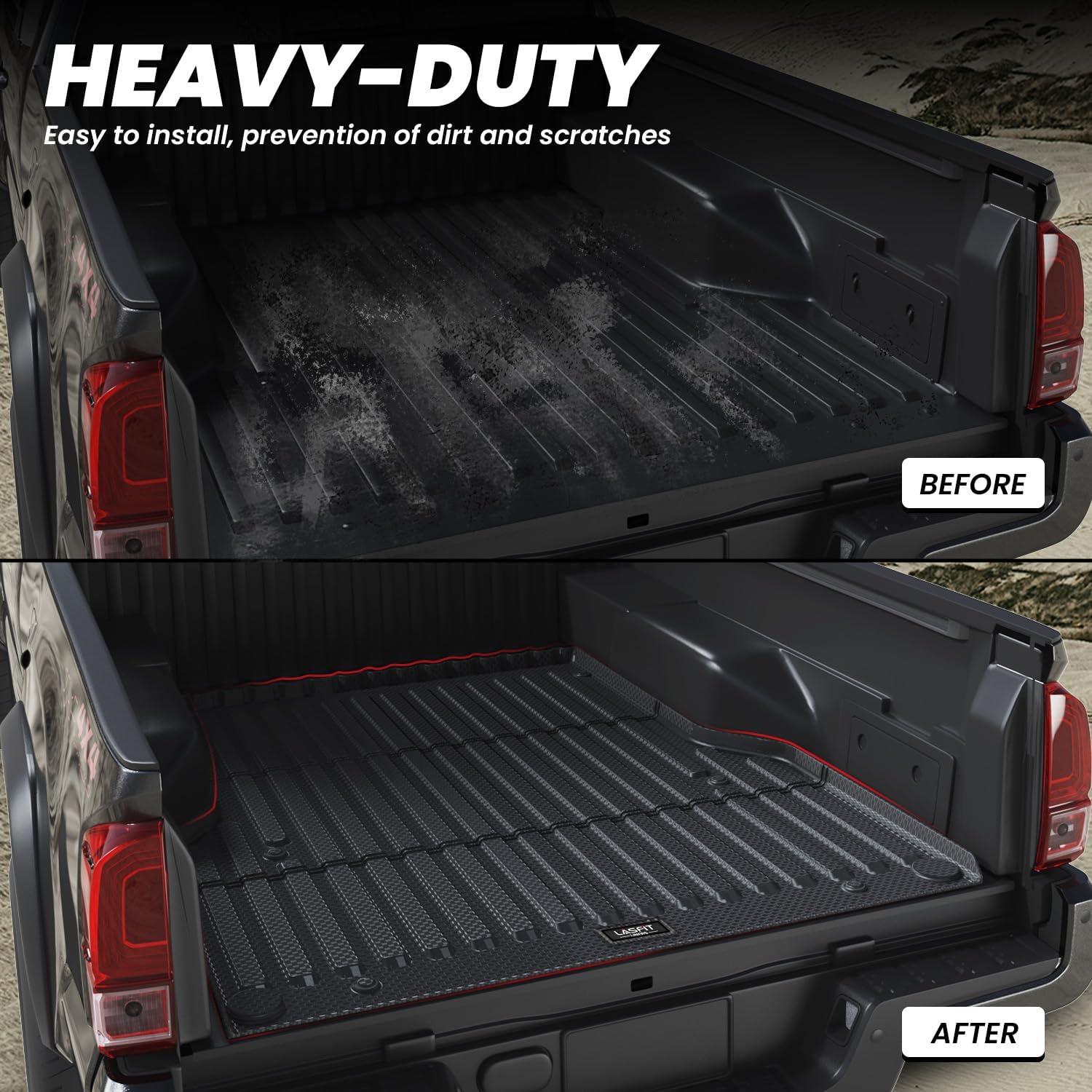 imageLASFIT Truck Bed Mat 20072018 Only Fit 58 FT Bed Not Fit 65FT81FT Bed for Chevrolet SilveradoGMC Sierra 1500 All Weather TPE Custom Fit Bed Liner 2007 New Body Only 1PC Black4 For Toyota Tacoma  20052023  6FT Bed Mat