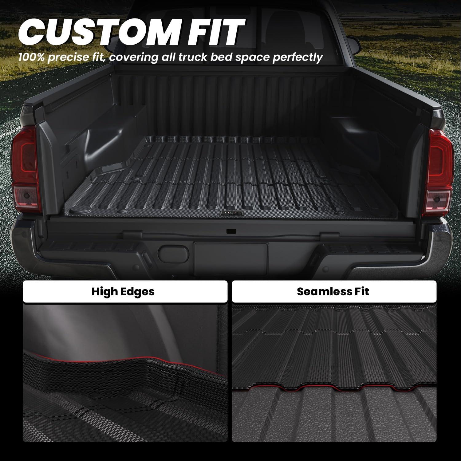 imageLASFIT Truck Bed Mat 20072018 Only Fit 58 FT Bed Not Fit 65FT81FT Bed for Chevrolet SilveradoGMC Sierra 1500 All Weather TPE Custom Fit Bed Liner 2007 New Body Only 1PC Black4 For Toyota Tacoma  20052023  6FT Bed Mat