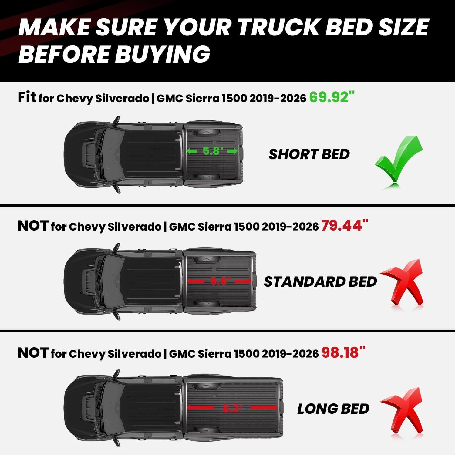 imageLASFIT Truck Bed Mat 20072018 Only Fit 58 FT Bed Not Fit 65FT81FT Bed for Chevrolet SilveradoGMC Sierra 1500 All Weather TPE Custom Fit Bed Liner 2007 New Body Only 1PC Black2 For SilveradoSierra 1500  20192026  58FT