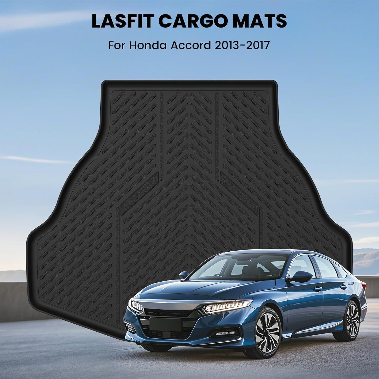 imageLASFIT Trunk Mat for Honda Accord 2013 2014 2015 2016 2017 Sedan Only All Weather Custom Fit TPE Cargo Mat Trunk Tray Cargo Tray Black Not for Coupe ampamp Hybrid5For Honda Accord  20132017  Trunk Mat