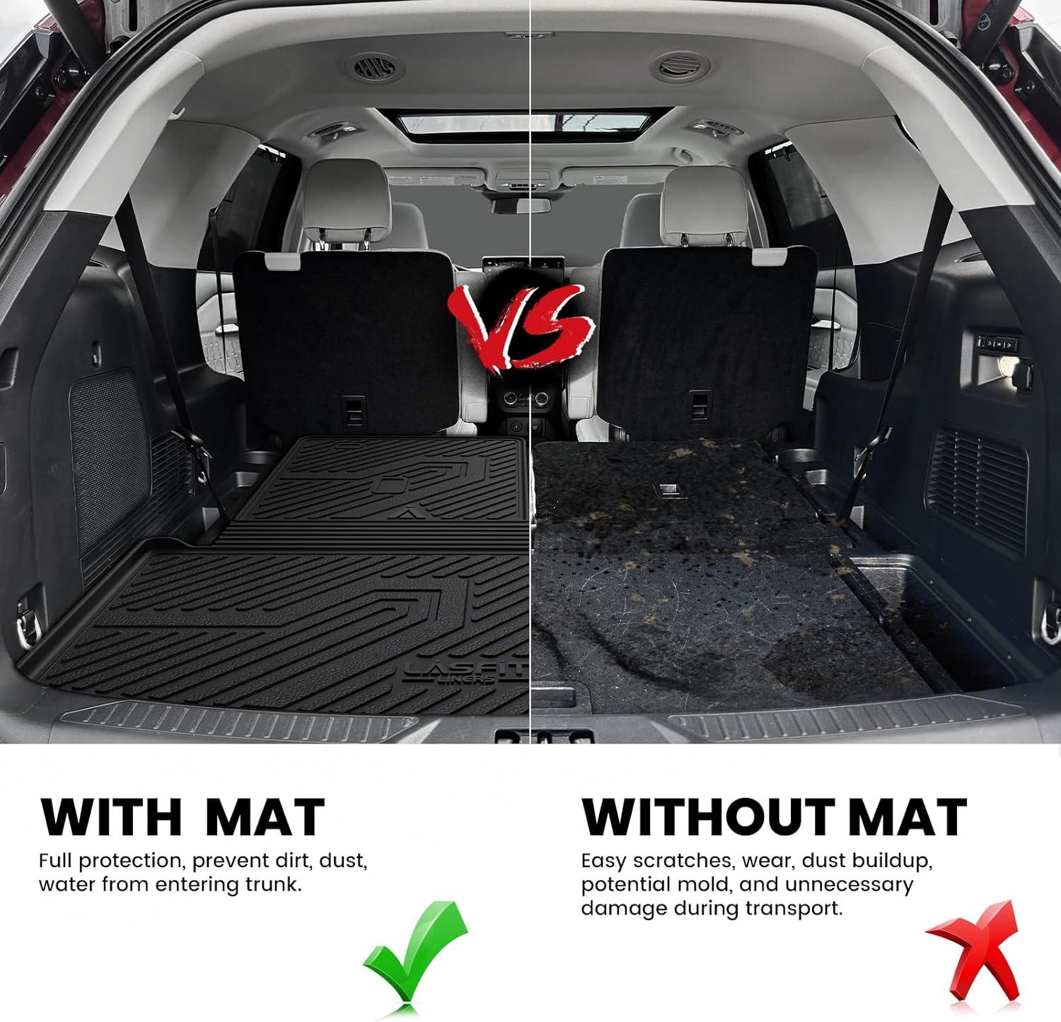 imageLASFIT Trunk ampamp Backrest Mat for Ford Explorer 20202025 2026 Custom Fit All Weather Protector TPE OnePiece Design Easy Installation Trunk with Seatback Mat 1pc Black3 Explorer 67 Seats 2025  CargoSeatback
