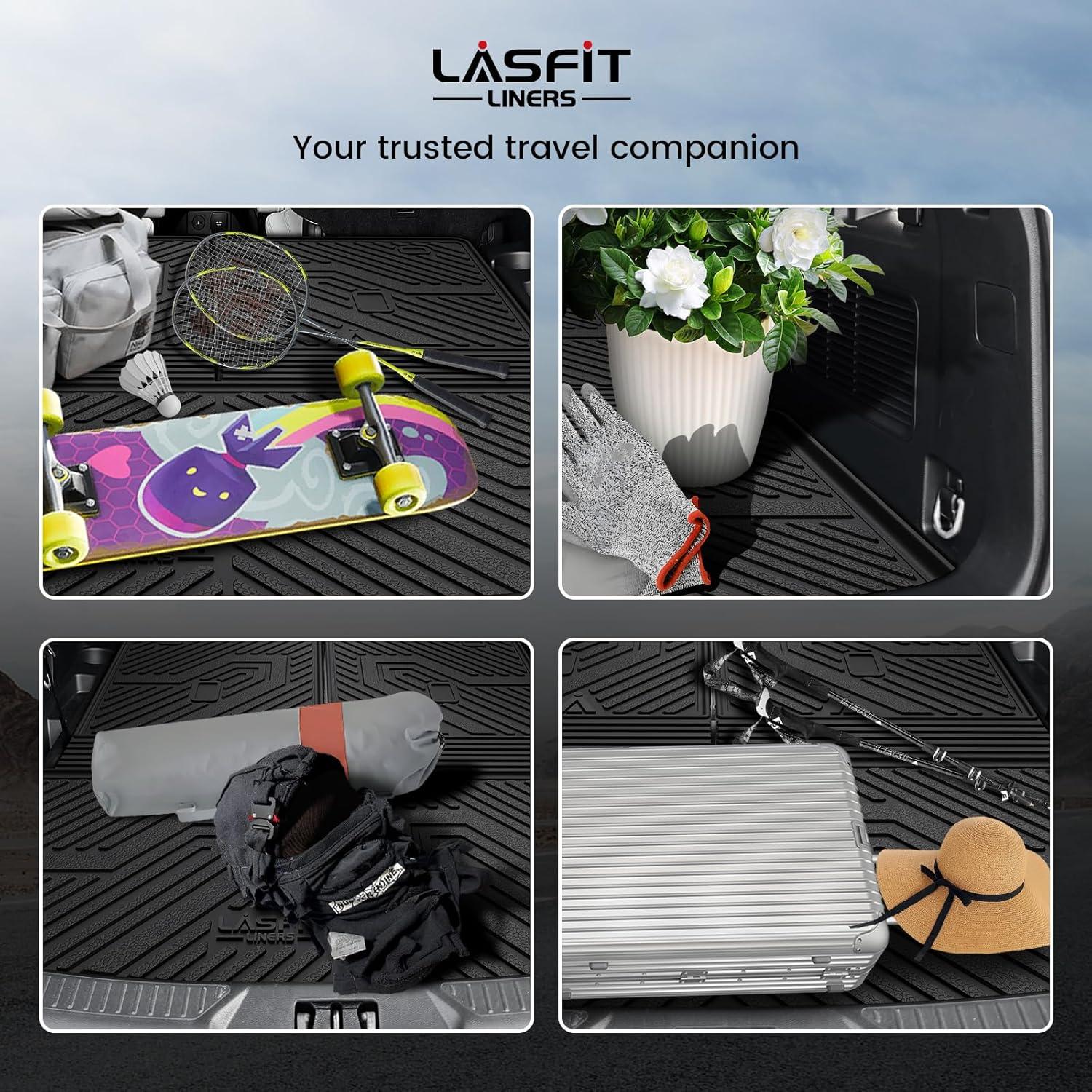 imageLASFIT Trunk ampamp Backrest Mat for Ford Explorer 20202025 2026 Custom Fit All Weather Protector TPE OnePiece Design Easy Installation Trunk with Seatback Mat 1pc Black3 Explorer 67 Seats 2025  CargoSeatback