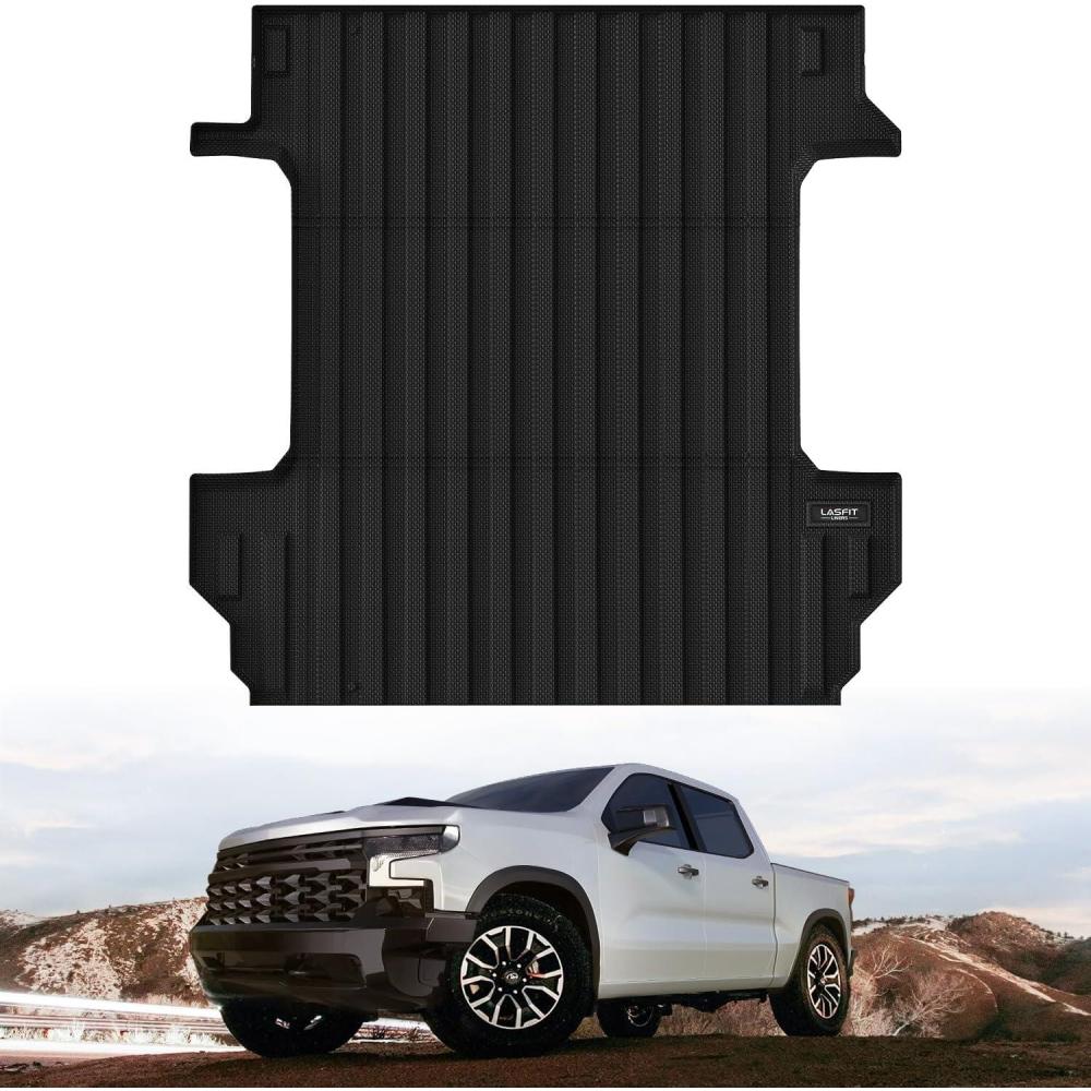 imageLASFIT Truck Bed Mat 20072018 Only Fit 58 FT Bed Not Fit 65FT81FT Bed for Chevrolet SilveradoGMC Sierra 1500 All Weather TPE Custom Fit Bed Liner 2007 New Body Only 1PC Black2 For SilveradoSierra 1500  20192026  58FT