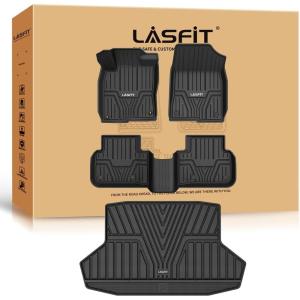 imageLASFIT Cargo Mat with Backrest Mat for Honda CRV 2026 2025 2024 2023 Include Hybrid Models All Weather Custom Fit TPE Trunk Mat Trunk Liner Cargo Liner with Seatback Mat in Upper Position Black2For Honda Civic Sedan  20222026  Full Set