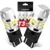 imageLASFIT 3157 Switchback LED Bulb T3 3057 4157 Front Turn Signal Bulb 3457 Builtin Resistor Anti Hyper Flash Super Bright Amber for Turn Signal BlinkerWhite for DRL Only for Standard Socket 2PcsWhite