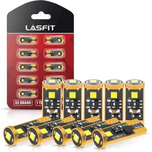 imageLASFIT 194 LED Bulb 6000K White T10 168 2825 W5W LED Replacement Light Bulbs For Dome Map Light Door Light Courtesy Light License Plate Light Trunk Light Super Bright Pack of 8Pack of 10