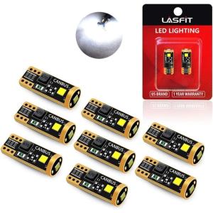 imageLASFIT 194 LED Bulb 6000K White T10 168 2825 W5W LED Replacement Light Bulbs For Dome Map Light Door Light Courtesy Light License Plate Light Trunk Light Super Bright Pack of 8Pack of 8