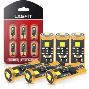 imageLASFIT 194 LED Bulb 6000K White T10 168 2825 W5W LED Replacement Light Bulbs For Dome Map Light Door Light Courtesy Light License Plate Light Trunk Light Super Bright Pack of 8Pack of 6