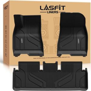 imageLASFIT 6PC Premium Extra Thick Floor Mats for Tesla Model Y 2025 2024 20232020 5 Seater  Custom Fit TPE All Weather  Model Y Accessories 1st ampamp 2nd Row ampamp Cargo Trunk Mats Full Set BlackFloor Mats for Model 3 Highland 20242025