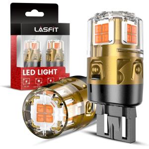 imageLASFIT 7443 LED Bulb Amber 7440 Turn Signal 992 T20 Super Bright High Power Blinker Light Side Marker Light Polarity Free Amber Yellow Pack of 2Need Resistor L27443A