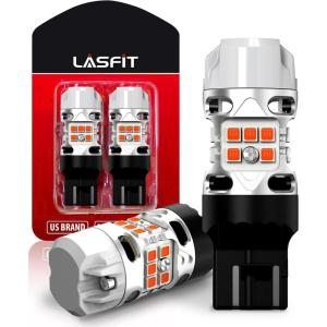 imageLASFIT 7443CK LED Bulb 7443NA 7444NA with CK Socket CANBUS Anti Hyper Flash LED Turn Signal Light Bulb Plug ampamp Play Amber OnlyPack of 2Amber