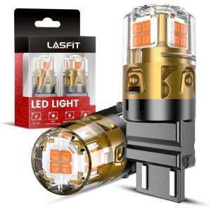 imageLASFIT 921 LED Bulb Reverse Lights 912 T15 Back Up Light CANBUS Error Free W16W 906 Reversing Bulb 904 916 6000K Xenon White New Upgrade Design Plug and Play Pack of 2Amber