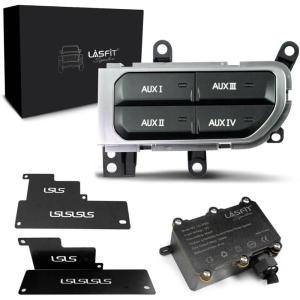 imageLASFIT Auxiliary Switch Bank Kit OEM Style PlugampampPlay Aux Switch Panel Dash 4 Buttons 4x30A for Wrangler JL 20182025 ampamp Gladiator JT 20192025 BlackBlack Switch