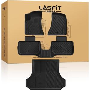 imageLASFIT Floor Mats 2025 2026 for Ram 1500 Crew Cab Without Rear UnderSeat Factory Storage Bucket Seat Not for Quad Cab All Weather TPE Custom Fit Car Mats Floor Liners 1st ampamp 2nd Row BlackCharger RWD 20112023 Floor Mats