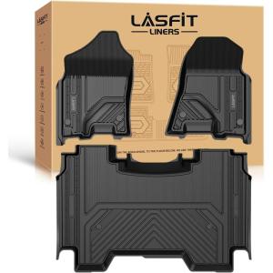 imageLASFIT Floor Mats 2025 2026 for Ram 1500 Crew Cab Without Rear UnderSeat Factory Storage Bucket Seat Not for Quad Cab All Weather TPE Custom Fit Car Mats Floor Liners 1st ampamp 2nd Row Black1500 without Storage Crew Cab 20192024