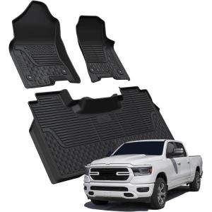 imageLASFIT Floor Mats 2025 2026 for Ram 1500 Crew Cab Without Rear UnderSeat Factory Storage Bucket Seat Not for Quad Cab All Weather TPE Custom Fit Car Mats Floor Liners 1st ampamp 2nd Row Black1500 with Storage 20192024 Floor Mats