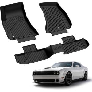 imageLASFIT Floor Mats 2025 2026 for Ram 1500 Crew Cab Without Rear UnderSeat Factory Storage Bucket Seat Not for Quad Cab All Weather TPE Custom Fit Car Mats Floor Liners 1st ampamp 2nd Row BlackChallenger RWD 20152023 Floor Mats