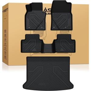 imageLASFIT Floor Mats ampamp Backrest Mats ampamp Cargo Mats for Mazda CX90CX90 PHEV 2026 2025 2024 7 Seats with 2nd Row Bucket Seats All Weather TPE Custom Fit Floor Liners for CX90CX90 PHEV Car MatsCX30  20202025  Full Set Mats