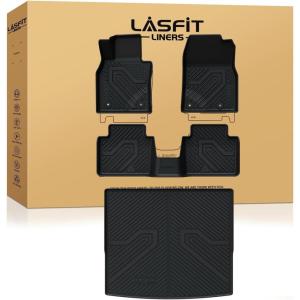 imageLASFIT Floor Mats ampamp Backrest Mats ampamp Cargo Mats for Mazda CX90CX90 PHEV 2026 2025 2024 7 Seats with 2nd Row Bucket Seats All Weather TPE Custom Fit Floor Liners for CX90CX90 PHEV Car MatsCX50  20252023  Full Set Mats