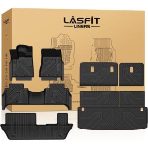 imageLASFIT Floor Mats ampamp Cargo Mat for Hyundai Santa Fe 2023 2022 2021 Only Fit Gas Not Fit Hybrid or PHEV All Weather TPE Custom Fit Floor Liners Accessoires Full Set Car Mats and Trunk Mats1For Armada  QX80  20252026  8 Seats