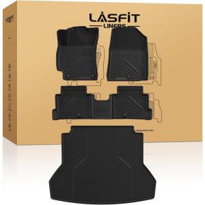 imageLASFIT Floor Mats ampamp Cargo Mat for Hyundai Santa Fe 2023 2022 2021 Only Fit Gas Not Fit Hybrid or PHEV All Weather TPE Custom Fit Floor Liners Accessoires Full Set Car Mats and Trunk Mats2For Hyundai Elantra  20172020