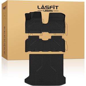 imageLASFIT Floor Mats ampamp Cargo Mat for Hyundai Santa Fe 2023 2022 2021 Only Fit Gas Not Fit Hybrid or PHEV All Weather TPE Custom Fit Floor Liners Accessoires Full Set Car Mats and Trunk Mats2For Hyundai IONIQ 5  20222024  Unmovable