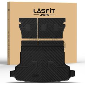 imageLASFIT Floor Mats ampamp Cargo Mat for Hyundai Santa Fe 2023 2022 2021 Only Fit Gas Not Fit Hybrid or PHEV All Weather TPE Custom Fit Floor Liners Accessoires Full Set Car Mats and Trunk Mats4For Subaru Forester  2025  Gas  Cargo Mats