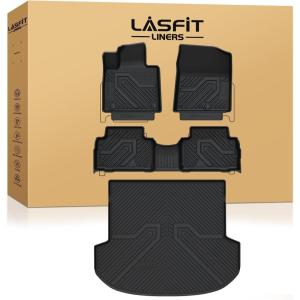imageLASFIT Floor Mats ampamp Cargo Mat for Hyundai Santa Fe 2023 2022 2021 Only Fit Gas Not Fit Hybrid or PHEV All Weather TPE Custom Fit Floor Liners Accessoires Full Set Car Mats and Trunk Mats2For Hyundai Santa Fe  20212023  Gas
