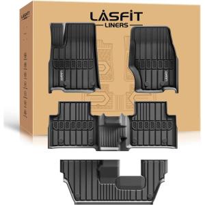 imageLASFIT Floor Mats ampamp Trunk Mat for Jeep Wrangler JL 20182025 4 Door Cargo Without SUBWOOFER Not for JKNot PHEVNot 2Door All Weather TPE Custom Cargo Mat Fit for Flat Load Floor Gas TypeGrand Cherokee L 7Seat 20212025 Floor Mats