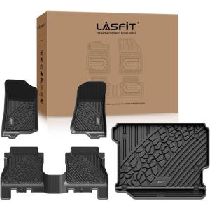 imageLASFIT Floor Mats ampamp Trunk Mat for Jeep Wrangler JL 20182025 4 Door Cargo Without SUBWOOFER Not for JKNot PHEVNot 2Door All Weather TPE Custom Cargo Mat Fit for Flat Load Floor Gas TypeWrangler JL 4 Door no Subwoofer 20182025
