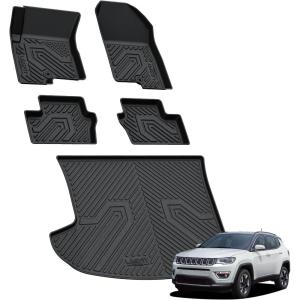 imageLASFIT Floor Mats ampamp Trunk Mat for Jeep Wrangler JL 20182025 4 Door Cargo Without SUBWOOFER Not for JKNot PHEVNot 2Door All Weather TPE Custom Cargo Mat Fit for Flat Load Floor Gas TypeCompass 20072017