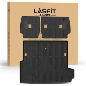 imageLASFIT Floor Mats for Toyota 4Runner 2025 Only fit Hybrid wtih Trunk matampampbackrest mat All Weather TPE Custom Fit Floor Liner for 4 Runner TRDLimitedPlatium 6th gen FrontampampRear Car Mats Black20252026 4Runner HybridCargoBackrest Mats