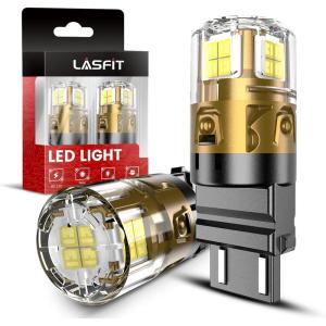 imageLASFIT L2 7440 7443 LED Bulbs Red Brake Light Bulb Tail Lights Super Bright T20 7441 7444 W21W Bulb Replacement for Taillights Stop Lights only for Standard Socket 2pcsWhite