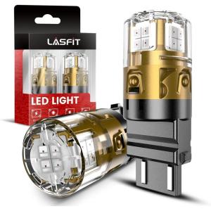 imageLASFIT L2 7440 7443 LED Bulbs Red Brake Light Bulb Tail Lights Super Bright T20 7441 7444 W21W Bulb Replacement for Taillights Stop Lights only for Standard Socket 2pcsRed