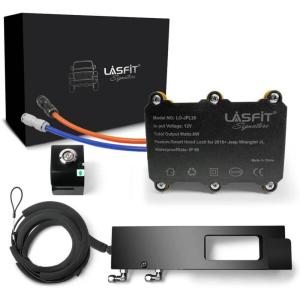 imageLASFIT Stealth Hood Lock for Wrangler JLJLU Gladiator JT 20182023 Anti Theft Remote Control Hood Latch Locking Automatic