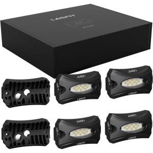 imageLASFIT Switchback Rock Lights Amber ampamp White Wheel Well Lights with Toggle Switch LED Rock Lights kit Underglow Lighting for Off Road 4 Pods