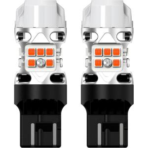imageLASFIT T3 7440 7443 LED Turn Signal Amber Bulb CANBUS Error Free New Extremely Bright 7444na Light 7441 7444 7440NA W21W WY21W with Built In Resistor Anti Hyper Flash Only For Standard Socket2pcs