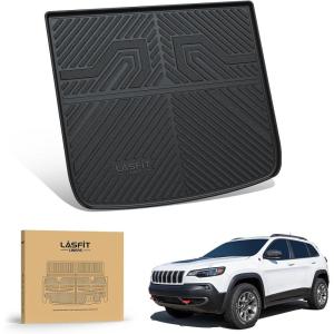 imageLASFIT Trunk Mat for Jeep Grand Cherokee L 20212025 6 Seaters and 7 Seaters All Weather TPE Custom Fit Cargo Mat Trunk Liner Cargo Liner BlackCherokee 20152023 Cargo Mat