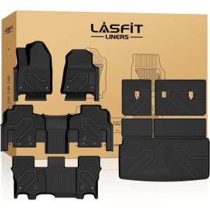 imageLASFIT Trunk Mat for Jeep Grand Cherokee L 20212025 6 Seaters and 7 Seaters All Weather TPE Custom Fit Cargo Mat Trunk Liner Cargo Liner BlackWagoneer 8 Seats 2225