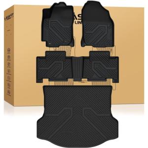 imageLASFIT TrunkampampSeatback Mats for Toyota 4Runner 20132024 5 SeatsAll Weather TPE Custom Fit Floor Liner for 4 Runner 5th gen 2 Row Car Mats BlackNot fit Equipped Sliding Cargo Tray Option2For Rav420132018Floor  Trunk Mats