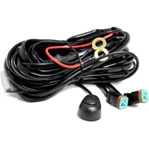 imageLASFIT Wiring Harness Kit LED Pod Lights 12V On Off Switch Power Relay Blade Fuse 18AWG for Off Road Lights LED Work Light2 Leads2 LEADS240W
