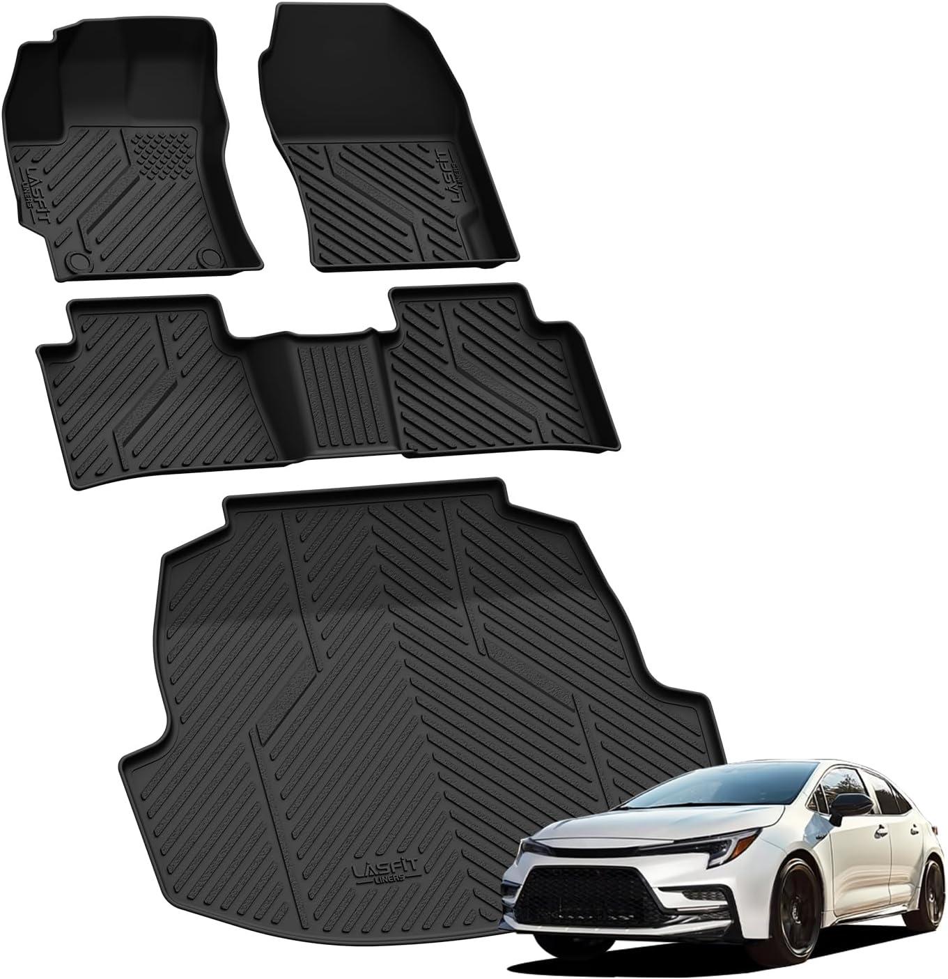 imageLASFIT Floor Mats amp Cargo Mat for Toyota Corolla 20202026for Sedan TPE All Weather Protection Rubber Car Liners Custom Fit for Corolla Accessories 1st amp 2nd Row amp Trunk Mats Black1320202026Corolla SedanFull Set Mats