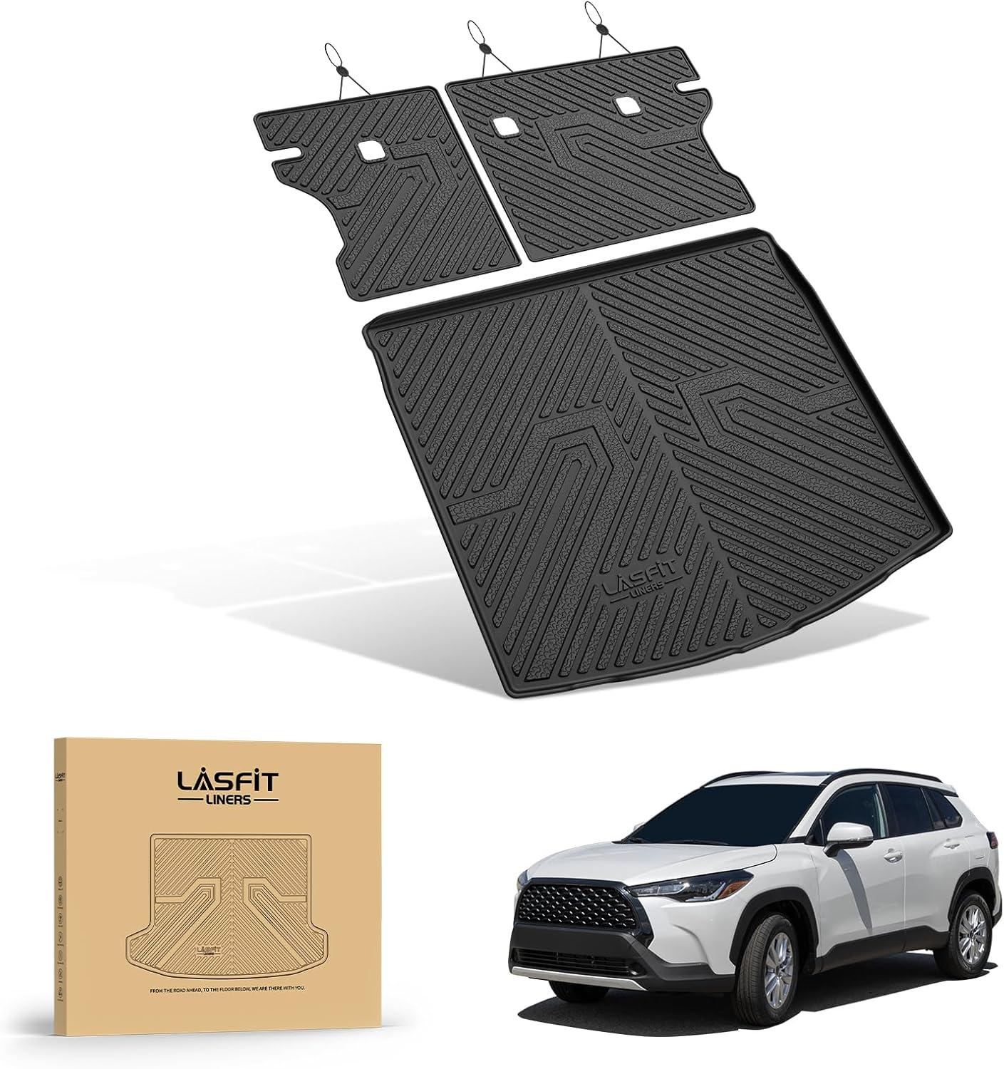 imageLASFIT Floor Mats amp Cargo Mat for Toyota Corolla 20202026for Sedan TPE All Weather Protection Rubber Car Liners Custom Fit for Corolla Accessories 1st amp 2nd Row amp Trunk Mats Black1420222026Corolla Cross AWDTrunk Mat