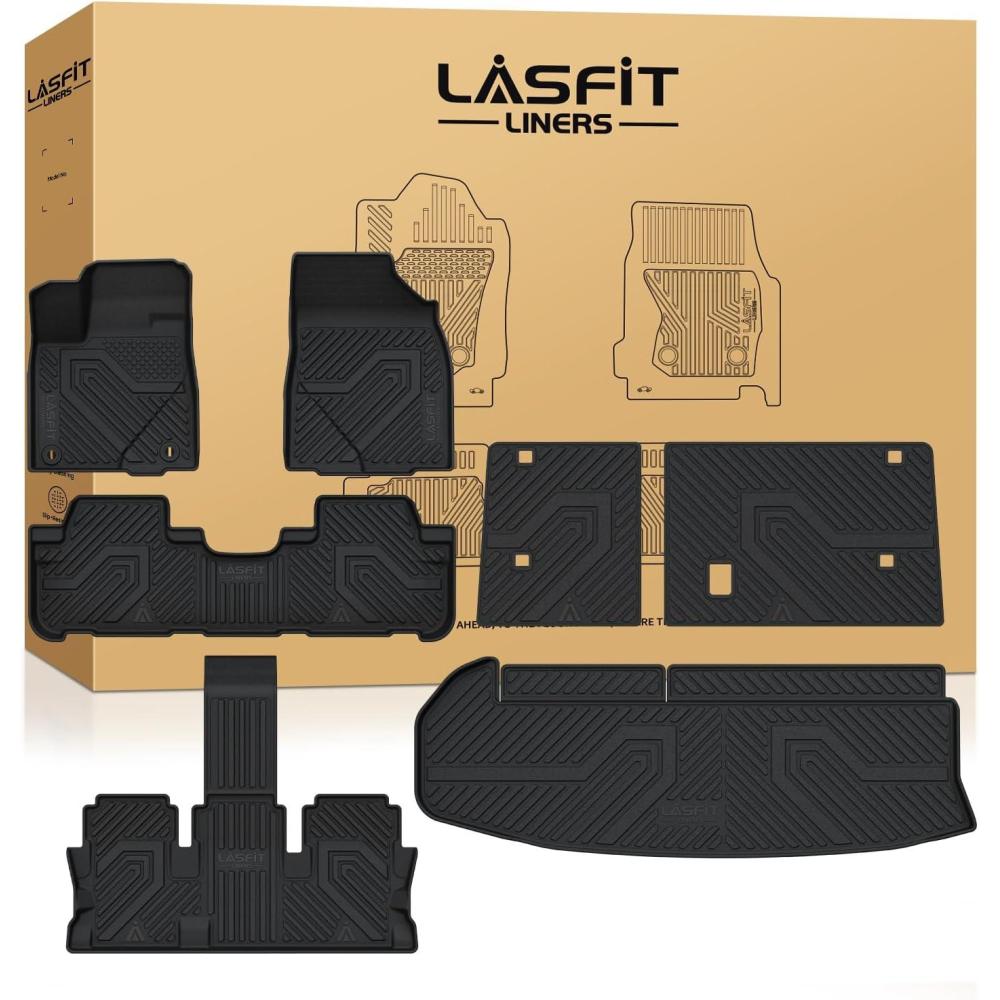 imageLASFIT Floor Mats amp Cargo Mat for Toyota Corolla 20202026for Sedan TPE All Weather Protection Rubber Car Liners Custom Fit for Corolla Accessories 1st amp 2nd Row amp Trunk Mats Black820142019Highlander GasFull Set Mats