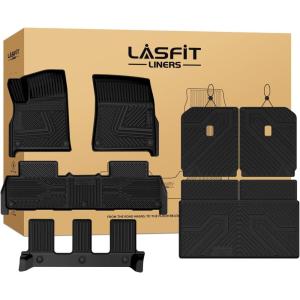 imageLASFIT Floor MatsampTrunk MatampBackrest Mat for Rivian R1S 2024 2023 2022 TPE All Weather Floor Mats Custom Fit Floor LinerampCargo Mat for R1S 20222024 Full Set Car Mats and Cargo Liner520222024Rivian R1SFloorCargoBackrest Mat