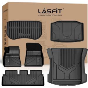 imageLASFIT Premium Extra Thick Floor Mats amp Trunk Mat for Tesla Model 3 2023 2022 Custom Fit TPE All Weather Frunk Front Rear Cargo Liners Full Set Waterproof Car Mats BlackFull Set for 20222023 Model 3