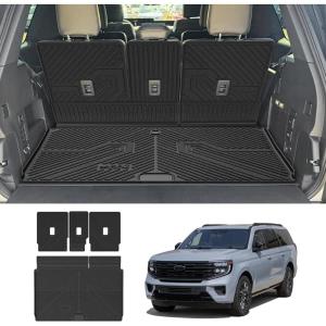 imageLASFIT Cargo Mat for Ford Mustang 20152023 with or Without Subwoofer Trunk Liner Custom Fit All Weather Protector TPE OnePiece Design Easy Installation Trunk Mat 1pc Black8 Expedition MaxNavigator L 2526  CargoSeatback